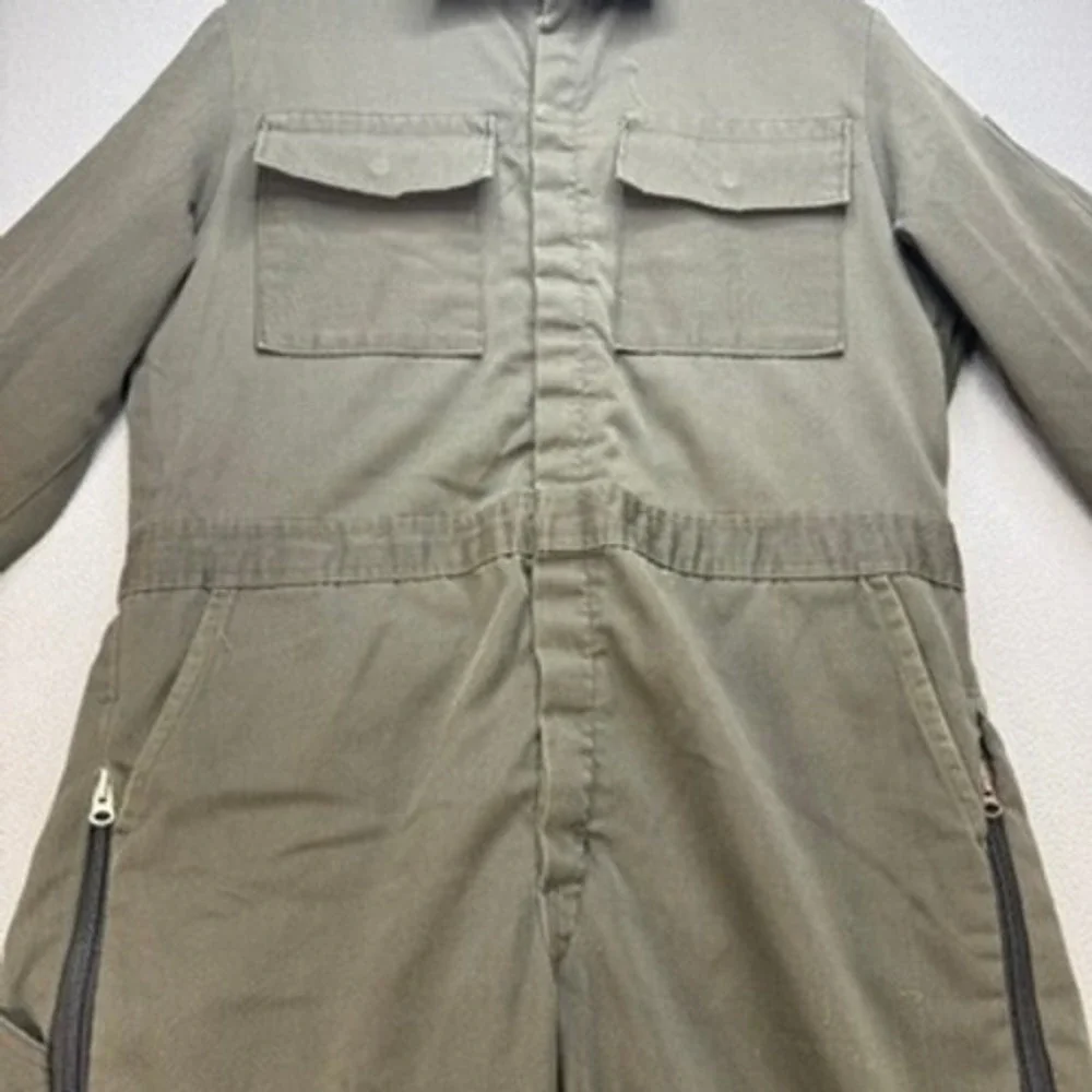 VTG Military Style Insulated Coveralls Jumpsuit Regular Fit Large Green Cotton